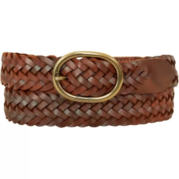 Eddie Bauer Womens Casual Fashion Leather BeltCenter Bar Woven  Tan