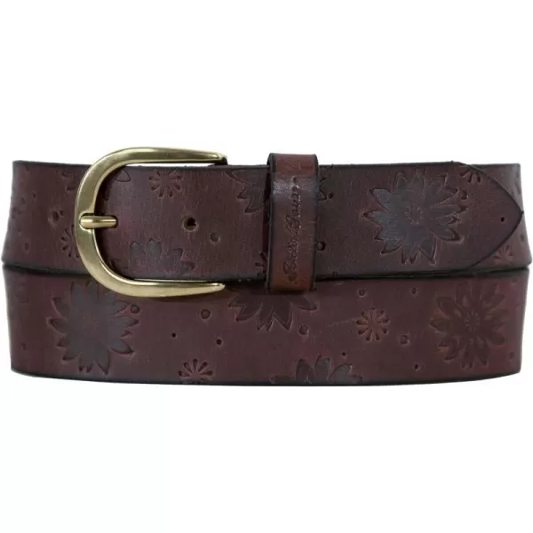 Eddie Bauer Womens Casual Fashion Leather BeltFloral Tooled  Brown