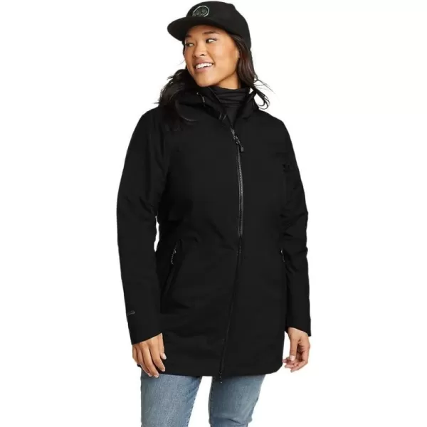 Eddie Bauer Womens Cloud Cap Stretch Insulated Trench CoatPetite Black