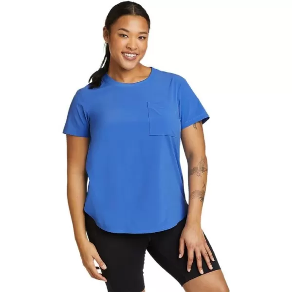 Eddie Bauer Womens Departure ShortSleeve Pocket TShirtBrilliant Blue