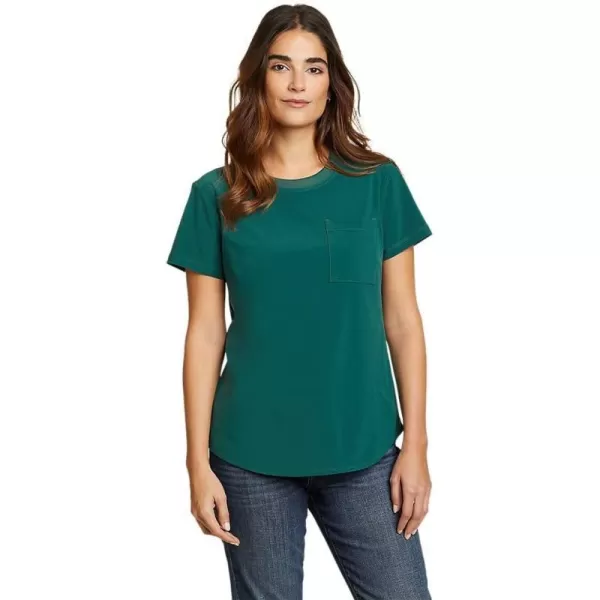 Eddie Bauer Womens Departure ShortSleeve Pocket TShirtDk Evergreen