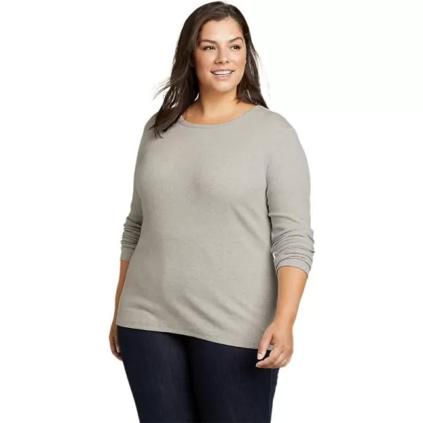 Eddie Bauer Womens Essentials Ribbed Crew LongSleeve ShirtPlus Lt Htr Gray