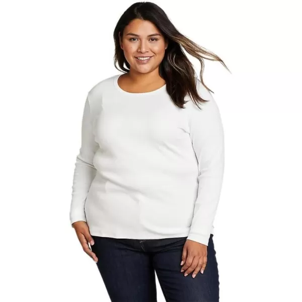 Eddie Bauer Womens Essentials Ribbed Crew LongSleeve ShirtPlus White