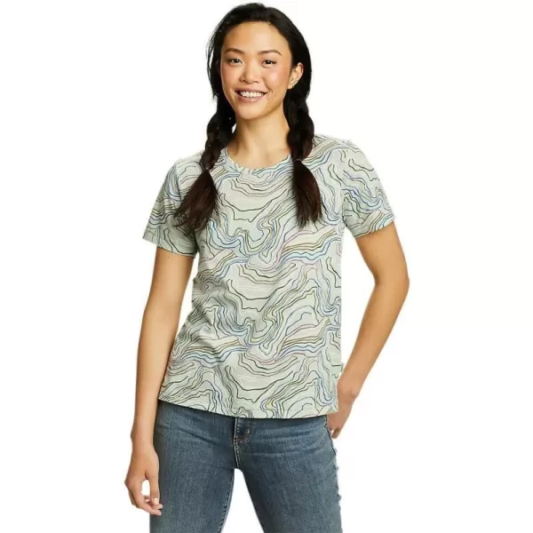 Eddie Bauer Womens Everyday Essentials ShortSleeve TShirt  PrintedPetite Lt Green