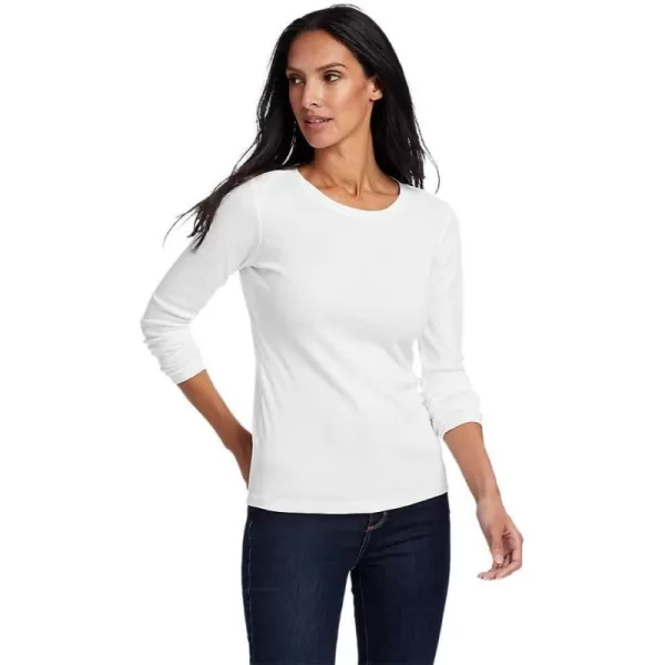 Eddie Bauer Womens Favorite LongSleeve Crewneck TShirtPetite White