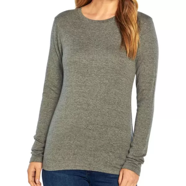 Eddie Bauer Womens Favorite LongSleeve Crewneck TShirtStandard Charcoal Space Dye