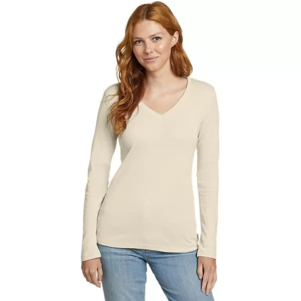 Eddie Bauer Womens Favorite LongSleeve VNeck TShirtPetite Ecru