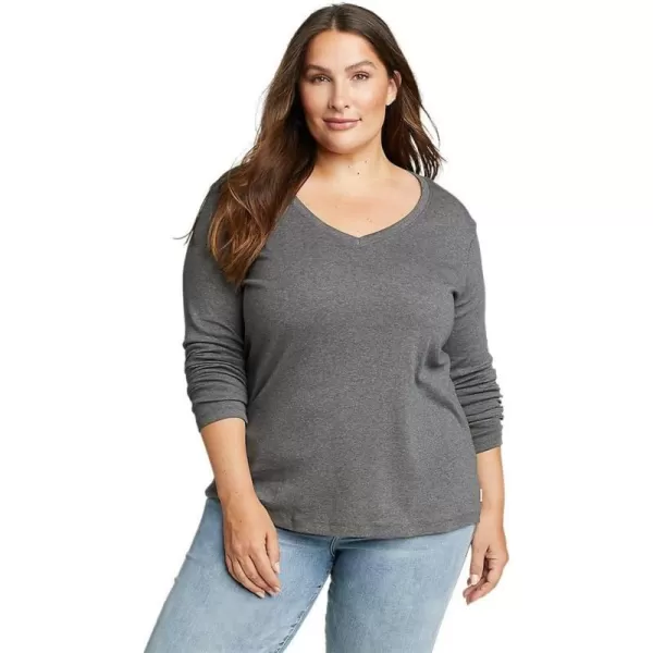 Eddie Bauer Womens Favorite LongSleeve VNeck TShirtPlus Med Htr Gray