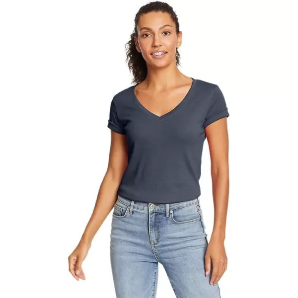 Eddie Bauer Womens Favorite ShortSleeve VNeck TShirtHtr Indigo