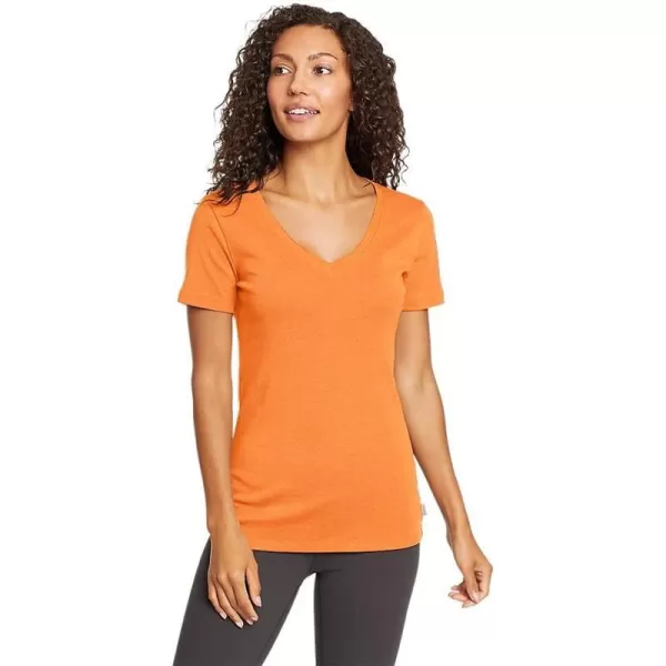 Eddie Bauer Womens Favorite ShortSleeve VNeck TShirtHtr Orange