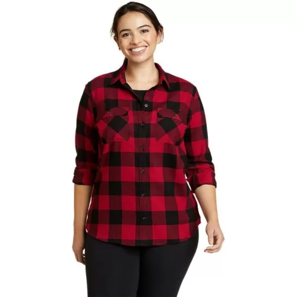 Eddie Bauer Womens Firelight Flannel ShirtPetite Scarlet