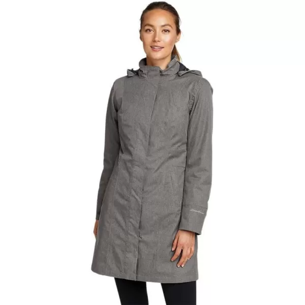 Eddie Bauer Womens Girl On The Go Insulated Trench CoatPetite Dk Charcoal Htr