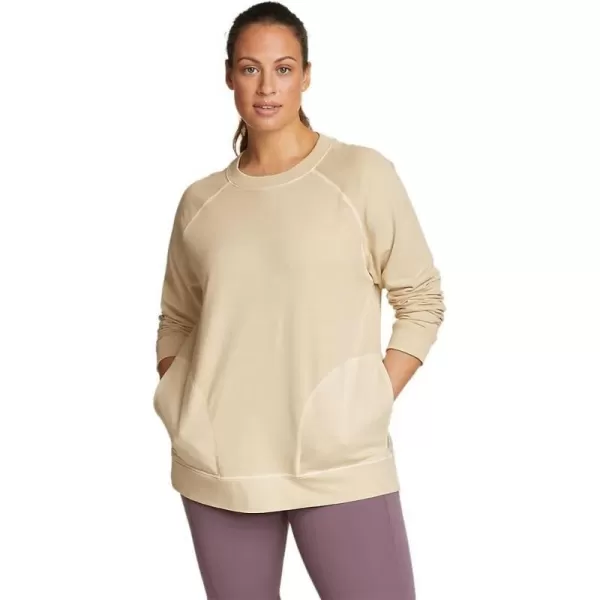 Eddie Bauer Womens Mineral Wash Terry Crew SweatshirtEcru