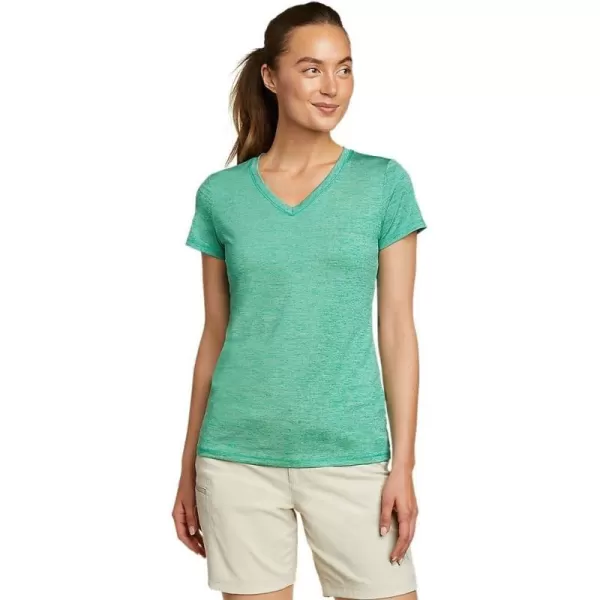 Eddie Bauer Womens Resolution ShortSleeve VNeck TShirtPetite Lt Green