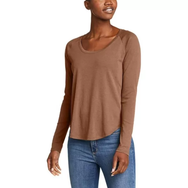 Eddie Bauer Womens Stines LongSleeve Raglan Scoop Neck TShirtAntique Brown