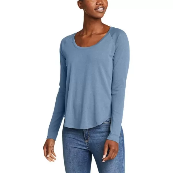 Eddie Bauer Womens Stines LongSleeve Raglan Scoop Neck TShirtChambray Blue