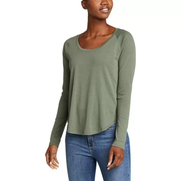 Eddie Bauer Womens Stines LongSleeve Raglan Scoop Neck TShirtMineral Green