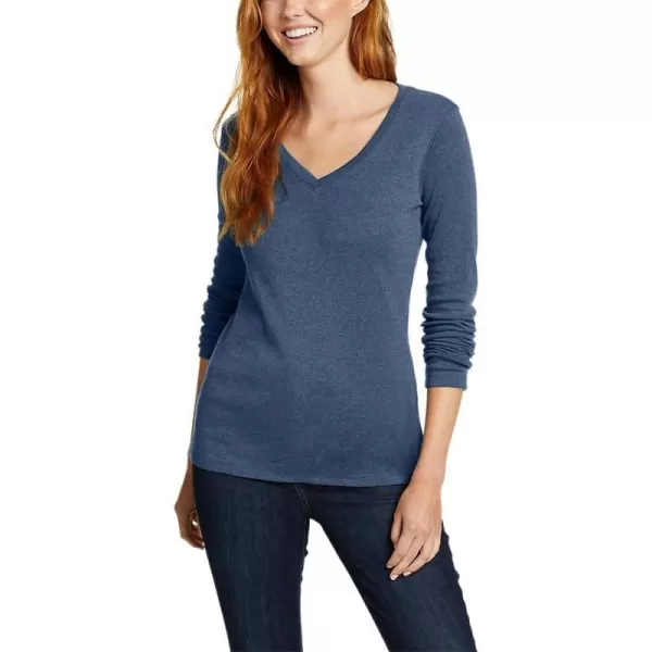 Eddie Bauer Womens Stines LongSleeve VNeck TShirtDusted Indigo