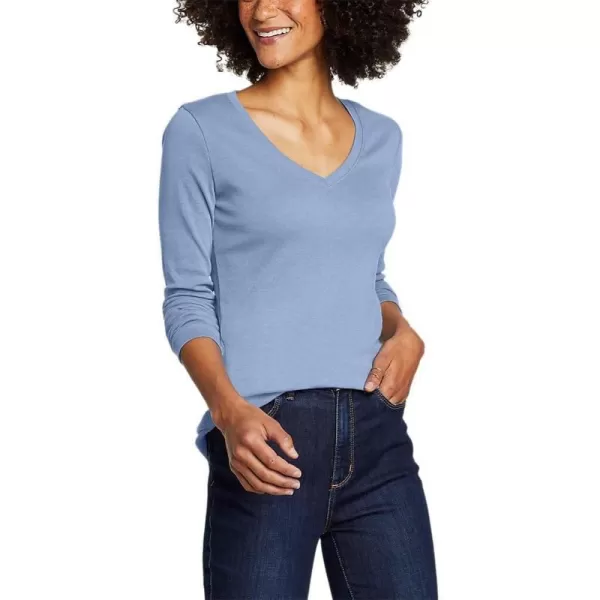 Eddie Bauer Womens Stines LongSleeve VNeck TShirtDusty Blue