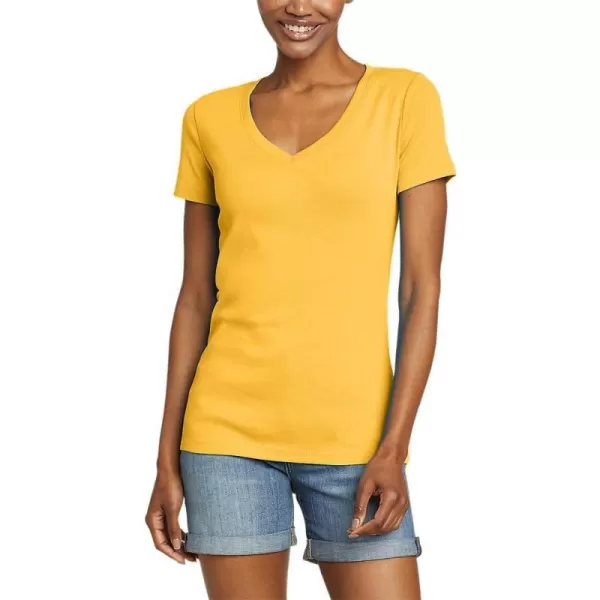 Eddie Bauer Womens Stines ShortSleeve VNeck TShirtDk Marigold