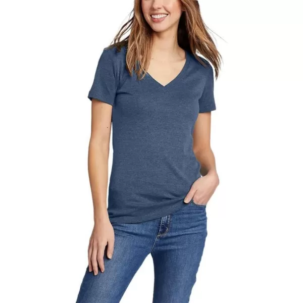 Eddie Bauer Womens Stines ShortSleeve VNeck TShirtDusted Indigo