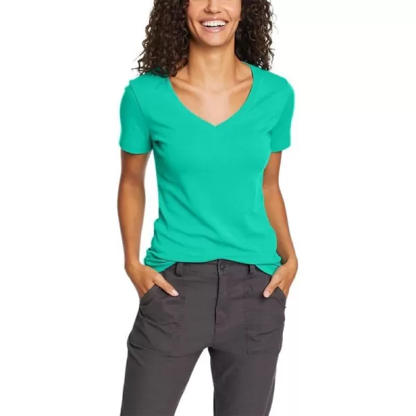 Eddie Bauer Womens Stines ShortSleeve VNeck TShirtLt Emerald