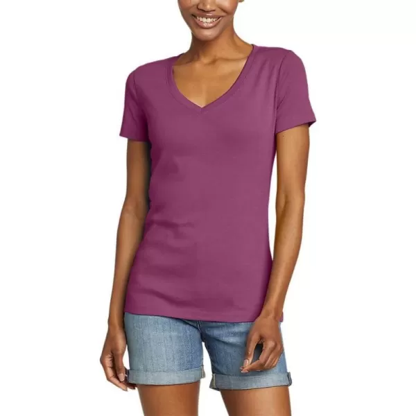 Eddie Bauer Womens Stines ShortSleeve VNeck TShirtWineberry