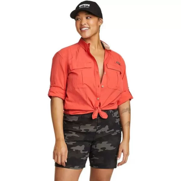 Eddie Bauer Womens UPF Guide LongSleeve ShirtPetite Coral