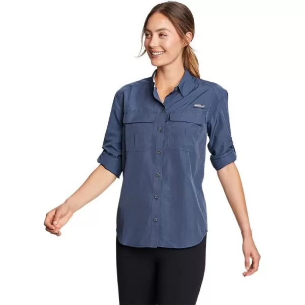 Eddie Bauer Womens UPF Guide LongSleeve ShirtPetite Medium Indigo