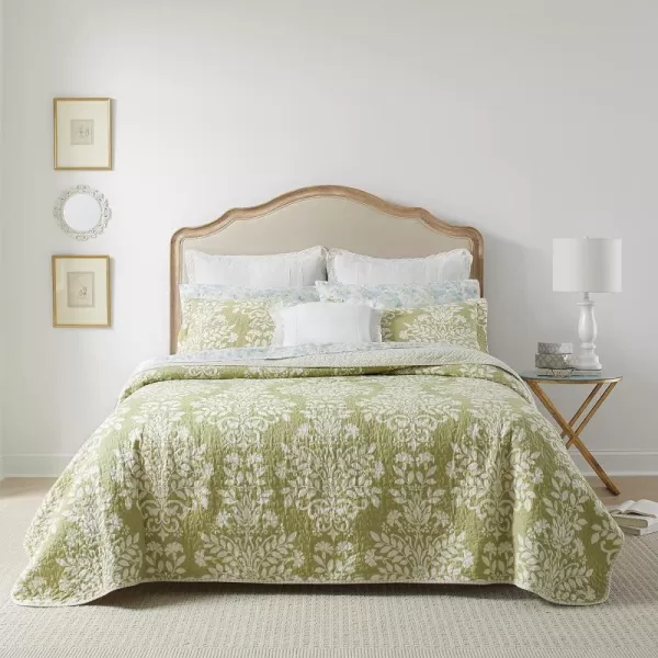 Laura Ashley Rowland Collection Quilt Set100 Cotton Reversible All Season Bedding with Matching Shams PreWashed for Added Comfort Twin SageLaura Ashley Rowland Collection Quilt Set100 Cotton Reversible All Season Bedding with Matching Shams PreWashed for Added Comfort Twin Sage