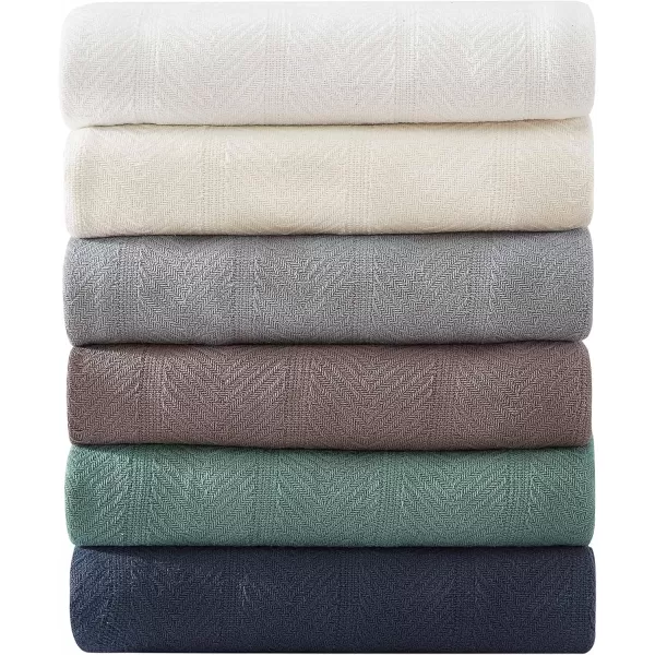Eddie Bauer  Queen Blanket Lightweight Cotton Bedding Home Decor for All Seasons Herringbone Bone QueenGreen