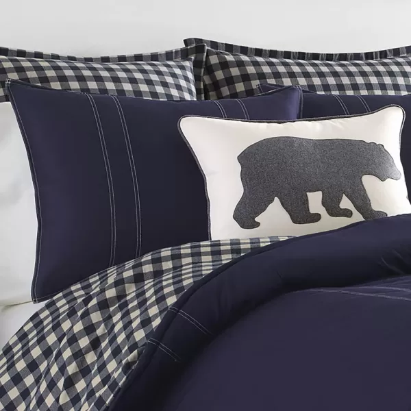 Eddie Bauer Home  Euro Sham Set Cotton Reversible Pillow Covers with Hidden Zipper Kingston Navy 2 PieceNavy