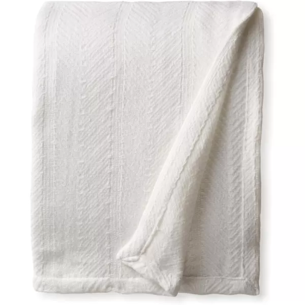 Eddie Bauer  Queen Blanket Lightweight Cotton Bedding Home Decor for All Seasons Herringbone Bone QueenOffwhite