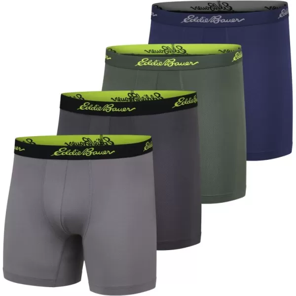 imageEddie Bauer Mens 5quot No Fly Performance Boxer Brief Underwear 3 Pack or 4 PackMesh Ash GreyCinderDark LodenIndigo