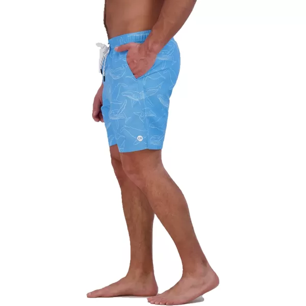 imageEddie Bauer Mens SPF 50 Volley Swim Trunk  Fun Designs Comfortable and Stylish 7quot InseamMisty Blue