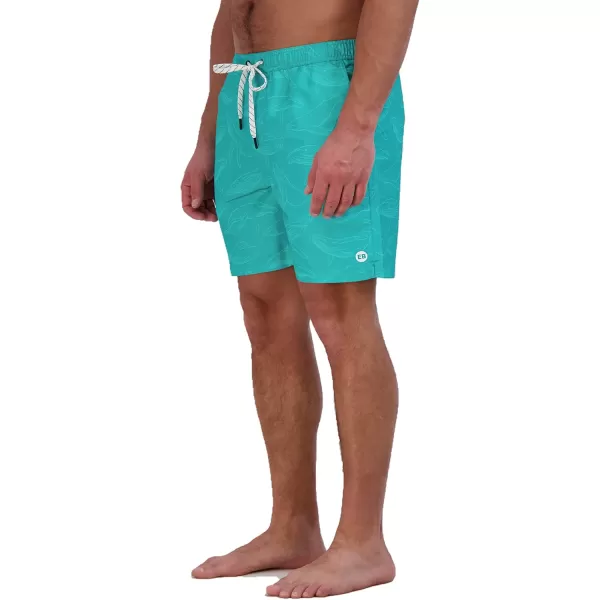 imageEddie Bauer Mens SPF 50 Volley Swim Trunk  Fun Designs Comfortable and Stylish 7quot InseamTurquoise Green