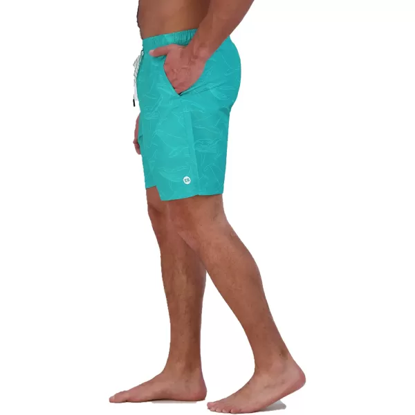 imageEddie Bauer Mens SPF 50 Volley Swim Trunk  Fun Designs Comfortable and Stylish 7quot InseamTurquoise Green