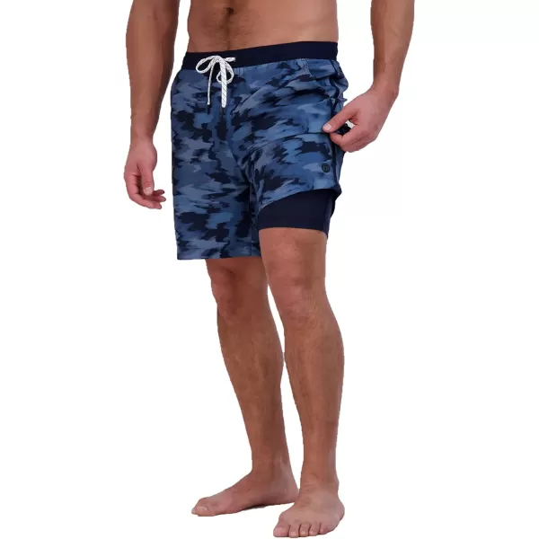 imageEddie Bauer Mens SPF 50 Volley Swim Trunk 8quot Inseam Comes with Comfort Liner  Ultimate Comfort ampamp StretchAtlantic Blue