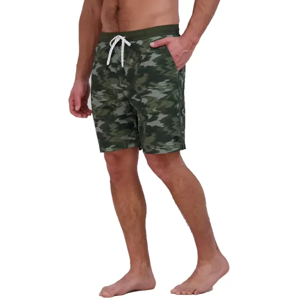 imageEddie Bauer Mens SPF 50 Volley Swim Trunk 8quot Inseam Comes with Comfort Liner  Ultimate Comfort ampamp StretchDark Loden