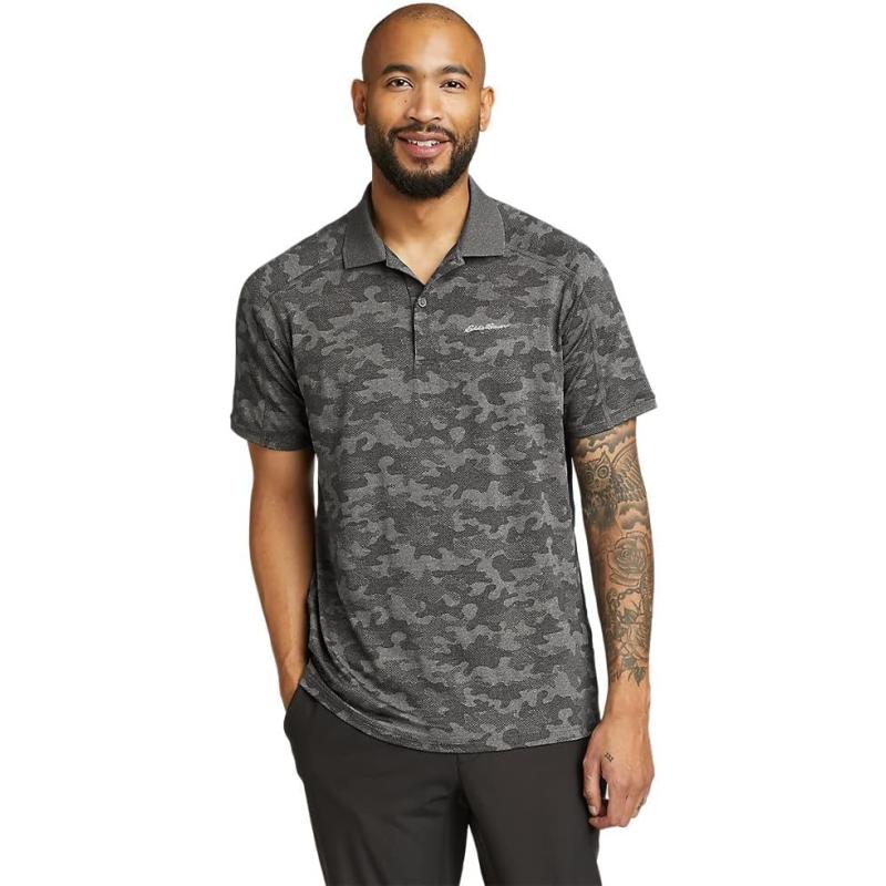 imageEddie Bauer Mens Resolution Pro Jacquard PoloCharcoal Htr
