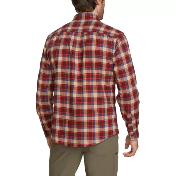 imageEddie Bauer Mens Regular Fit Field Flannel LongSleeve Shirt PatternedBurgundy