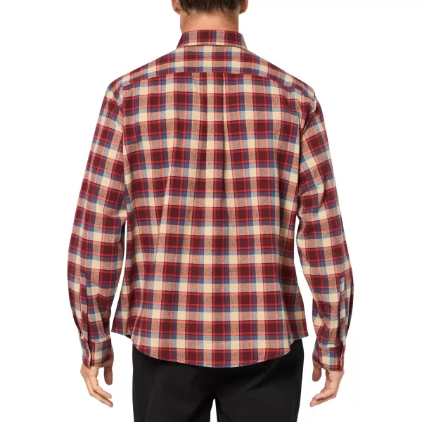 imageEddie Bauer Mens Regular Fit Field Flannel LongSleeve Shirt PatternedBurgundy