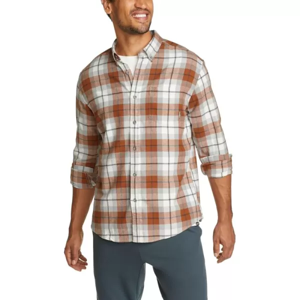 imageEddie Bauer Mens Regular Fit Field Flannel LongSleeve Shirt PatternedRust