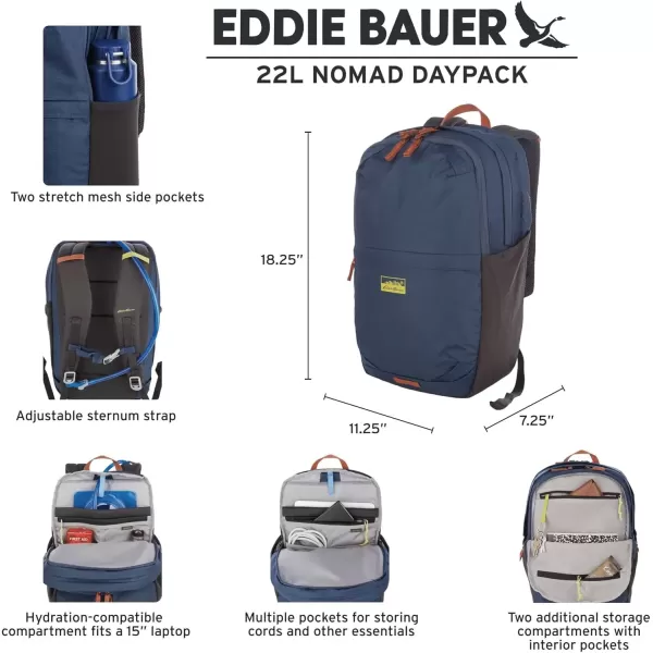 imageEddie Bauer Nomad Backpack with Compression Straps and HydrationLaptop Compatible Sleeve Carbon 22LCarbon