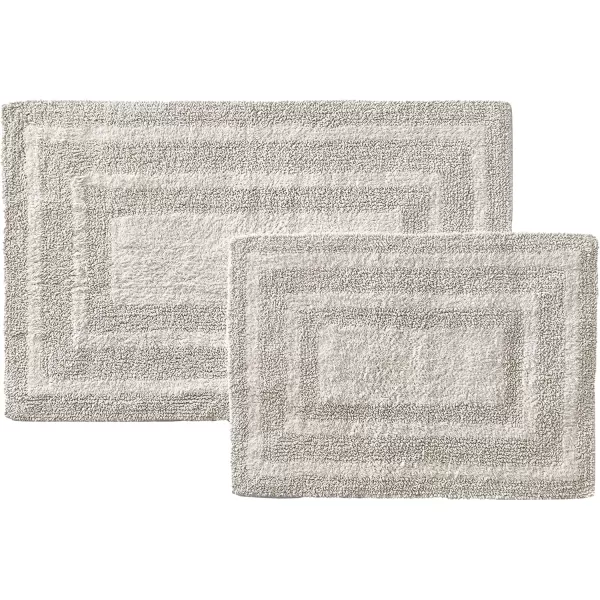 imageEddie Bauer  Bathroom Rugs Set Soft Tufted Cotton Bathroom Decor Super Absorbent ampamp Quick Dry Logan Chrome Grey 2 PieceLight Grey