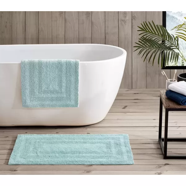 imageEddie Bauer  Bathroom Rugs Set Soft Tufted Cotton Bathroom Decor Super Absorbent ampamp Quick Dry Logan Chrome Grey 2 PieceTurquoise