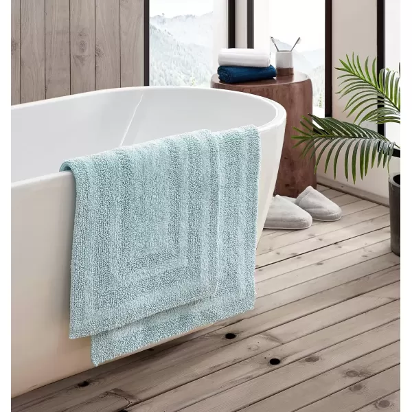 imageEddie Bauer  Bathroom Rugs Set Soft Tufted Cotton Bathroom Decor Super Absorbent ampamp Quick Dry Logan Chrome Grey 2 PieceTurquoise