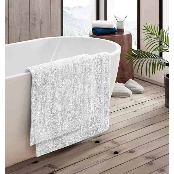 imageEddie Bauer  Bathroom Rugs Set Soft Tufted Cotton Bathroom Decor Super Absorbent ampamp Quick Dry Logan Chrome Grey 2 PieceWhite