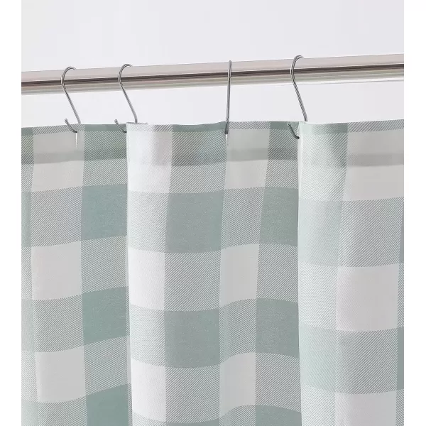 imageEddie Bauer  Shower Curtain Lightweight Cotton Bathroom Decor Buttonhole Top Cabin Plaid Green 72quot x 72quotCabin Plaid Green