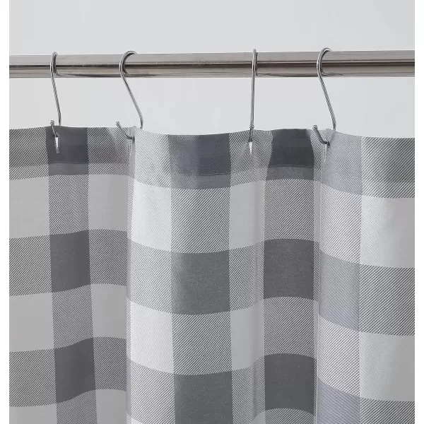 imageEddie Bauer  Shower Curtain Lightweight Cotton Bathroom Decor Buttonhole Top Cabin Plaid Green 72quot x 72quotCabin Plaid Grey